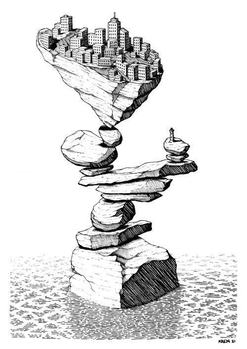 Balancing stone illustration écologie
